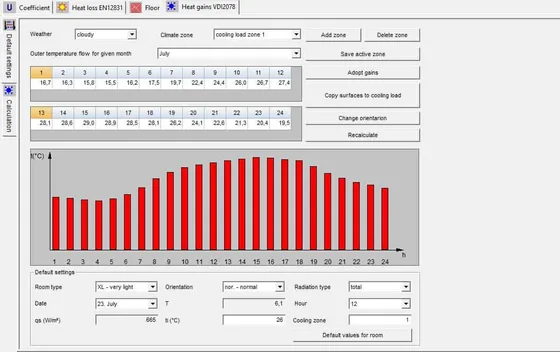 Heat gains – IntegraCAD screenshot