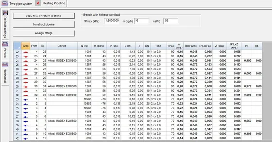 Heating / cooling pipeline – IntegraCAD screenshot